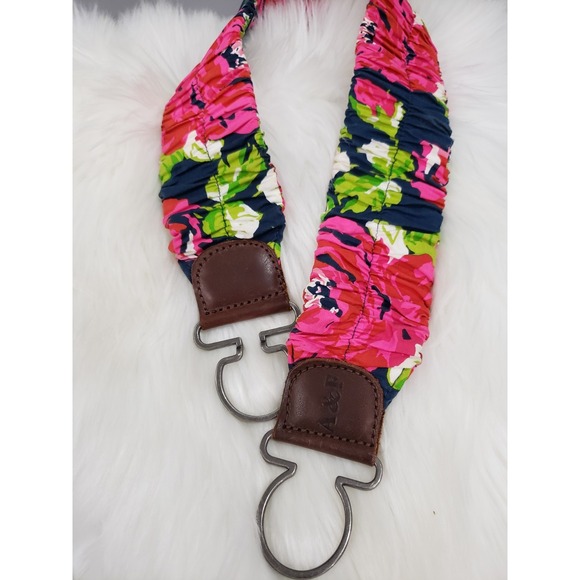 Abercrombie & Fitch M/L leather fabric floral STRETCH belt y2k vintage tropical - Picture 5 of 5